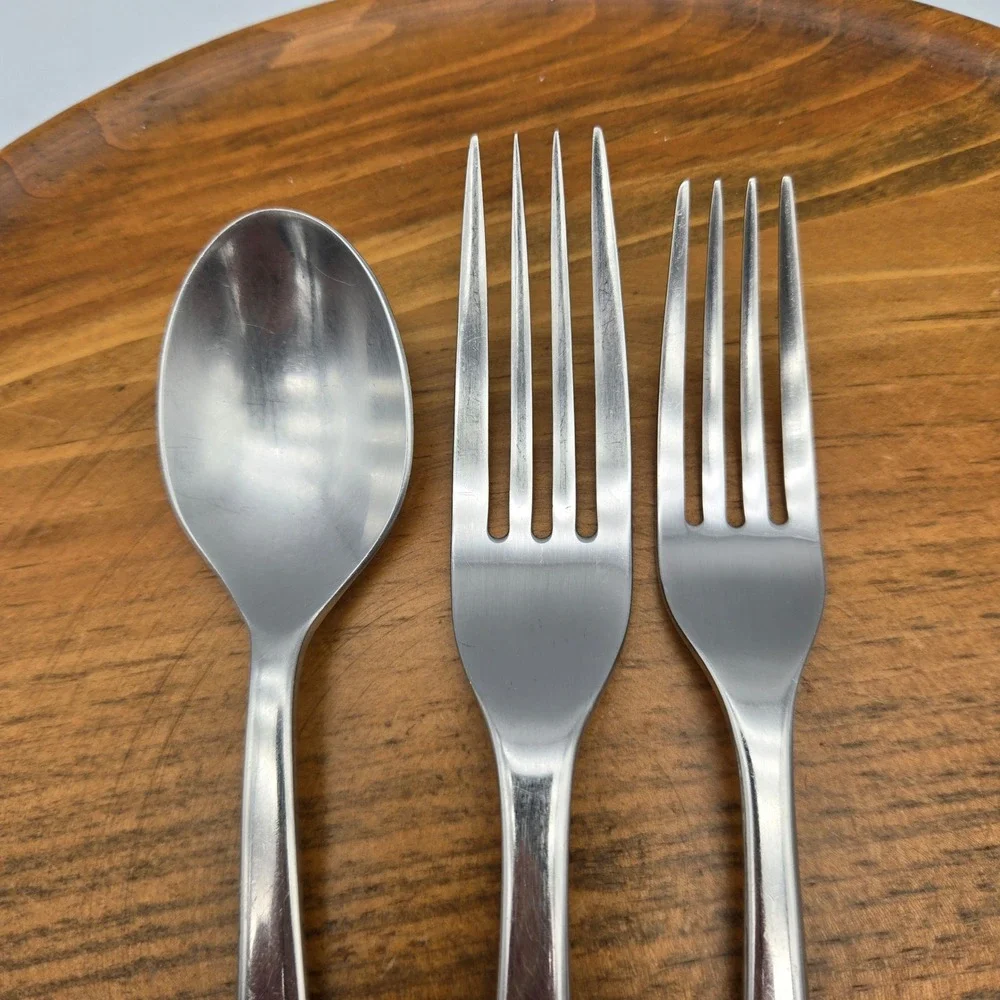 Gingko Helmick Sea Drift 3pc Set Dinner Salad Fork Teaspoon 18/8 Stainless Korea